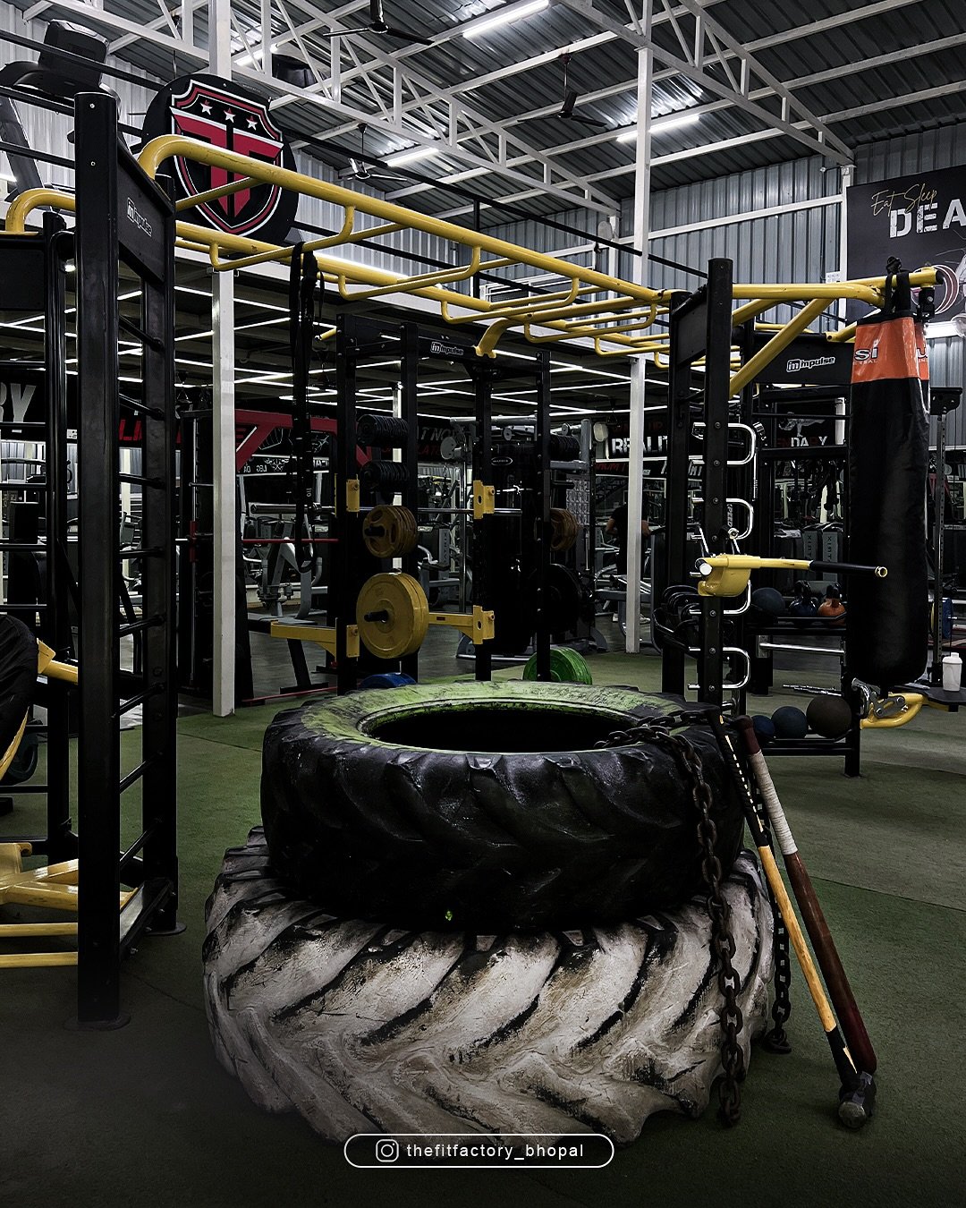 Gym floor with equipment